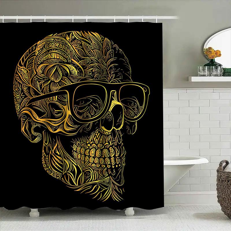 

Tuniu Skull Pattern Shower Curtain, Cool Skeleton Design, Funny Bathroom Decor, Black & White, Unique Gift For Him Or Her W60H190(CM)-1 Pcs