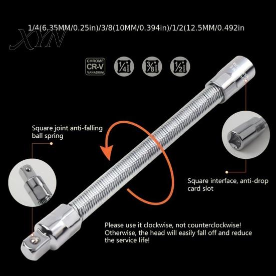 Flexible Extension Bar 1/3Pcs Shaft Bar, 3/8" 1/4" 1/2" Drive Bendable Tight Space Wrench Extender Socket Extender, Electric Connection Rod for Spaces