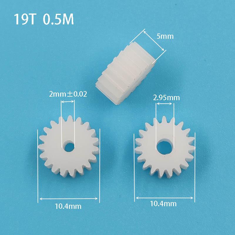 19T 0.5M Pom Plastic Gear 5mm Thick 19 Teeth OD10.5mm Hole 2/3/4/5mm Available 19Z Customized Pinion 192A 193A about 2mm