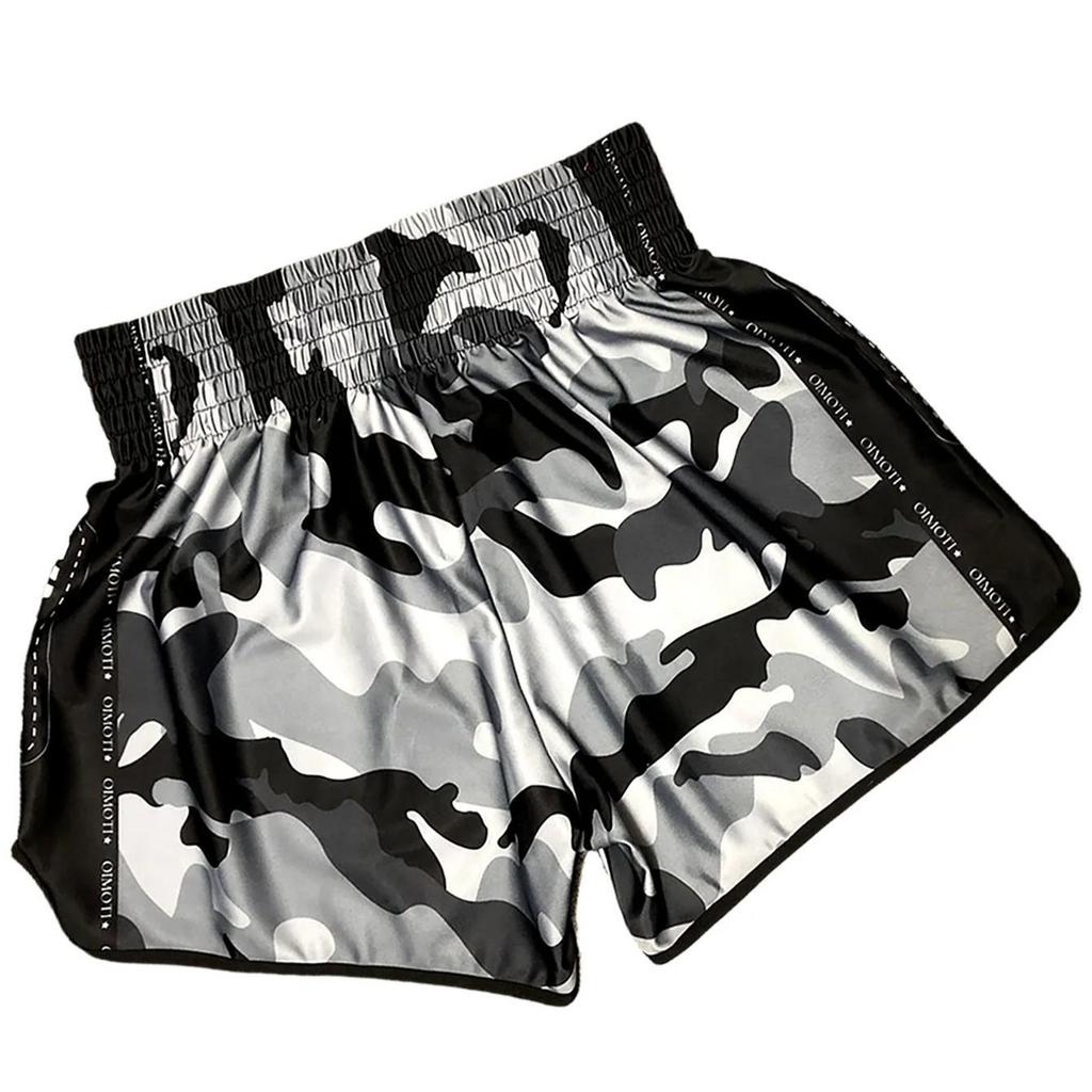 Black Camouflage Muay Thai Kickboxing Boxing MMA UFC Casual Shorts Gym Sport Unisex Men Women Workout Quick Dry Print Elastic High Waist Training
