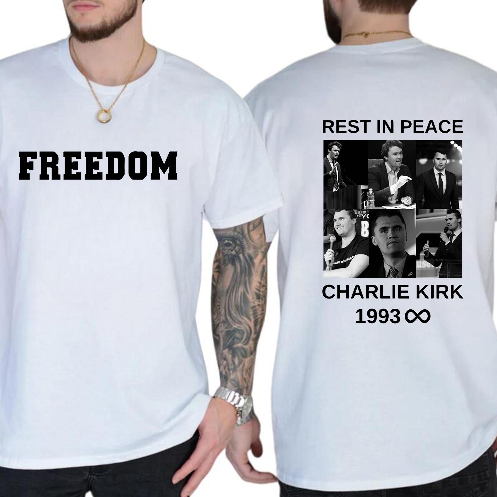 

Charlie Kirk Freedom Printed Fashionable Casual Men s Pure Cotton T-shirt Retro Loose Street Y2K Short Sleeved Unisex Summer 4XL