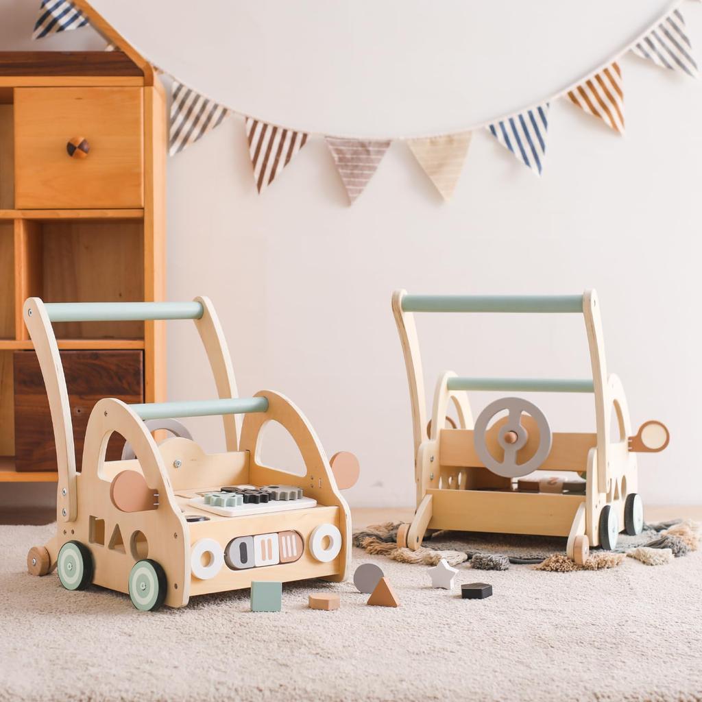 Mamimami Home Baby Holz Schiebe Klapper Indoor Perfekt für 1. Geburtstagsgeschenke Wagen, Spielzeug, Multifunktional, Verwendung,