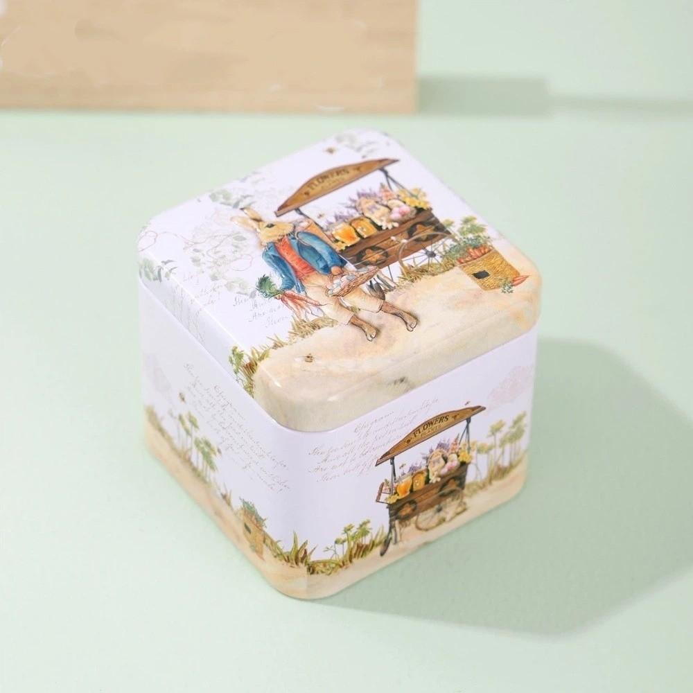Metal Rabbits Candy Box with Lids Small Tin Can Multi-Purpose Easter Tinplate Box  Home Party Decor
