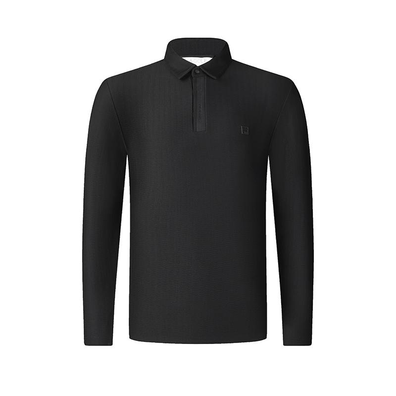New FILA Knitted Fabric Long-Sleeved Polo Shirt Men's Pitch Black A11M515208FBK