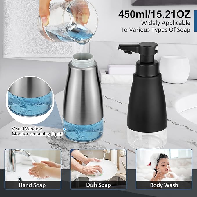 Automatic Soap Dispenser Touchless Stainless Steel Auto Liquid Soap Dispenser 3-Level Adjustable Electric Soap Dispenser