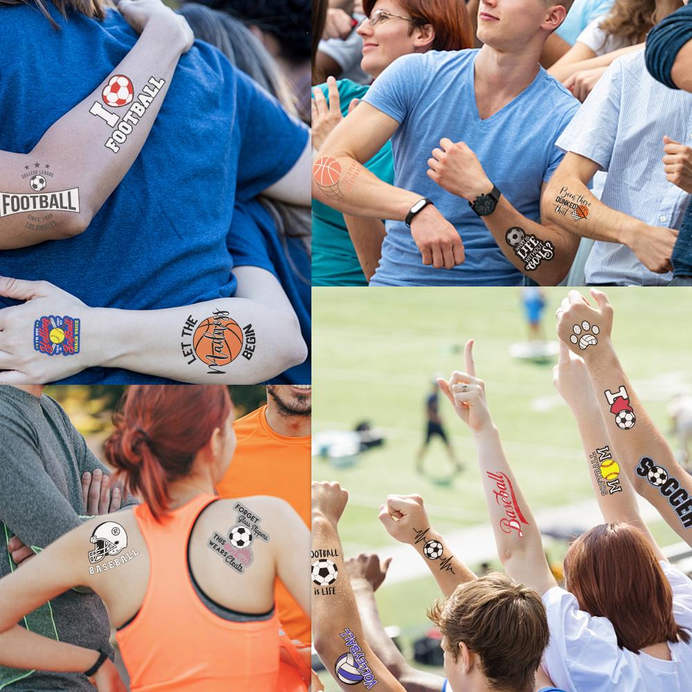 10sheets Ball Games Basketball Soccer Tattoo Stickers For Face Arm Body Temporary Waterproof Tattoo Stickers Boys Creative Gifts