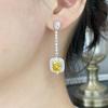 Yellow Diamond Earrings, Colored Gem S, Non Allergic Electroplating, Thick Gold Birthday Gift, Daily Dressing