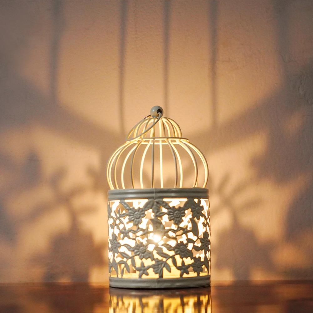 Sturdy Hollow Candle Holder Hanging Iron Aromatherapy Holder Romantic Bird Cage Candlestick  Table