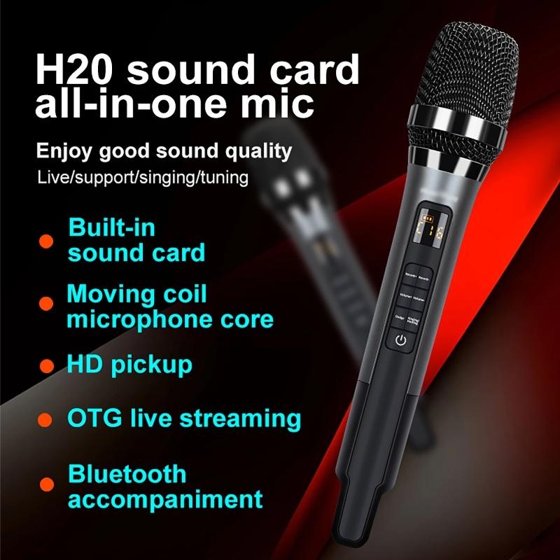 Handheld Microphone with Sound Card Effects All-in-One Noise-Canceling Mic Reverb Connecting Cell Phone for Equipment Live