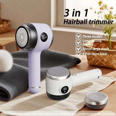 3-in-1 Electric Pilling Trimmer, Clothing Trimmer, Hair Remover with Digital Display, Suitable for Clothes, Sofas, Carpets,