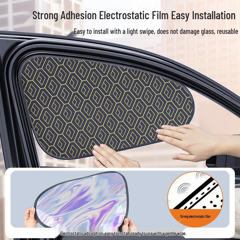 Diamond Pattern Electrostatic Car Sun Shade - Heat Insulation Side Window Visor