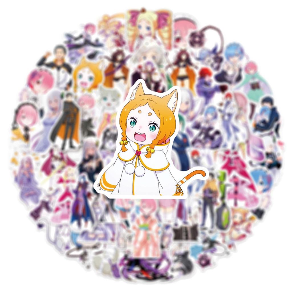 50pcs Anime Stickers Cute Rem Cartoon Sticker Notebook Phone Laptop Decals