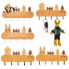 Wall Mounted Key Holder Wooden with 5 Hooks, Cartoon House Theme Organizer, Multi Adhesive Rack for Purpose Hanging Keys Pet Leashes And Hats