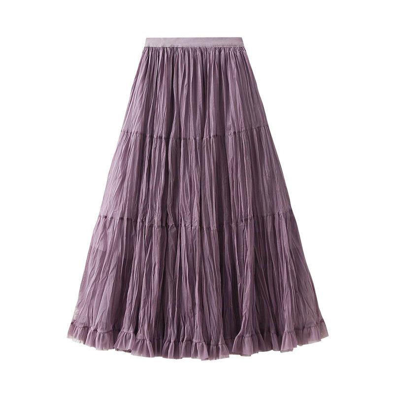 Gonne in Tulle da Donna A Line Fairy a Strati Midi Vita Alta Elastica Gonna Lunga Stratificata Fluida Svasata Tutù Gonna da Donna in Rete Vita Alta Maxi Gonne
