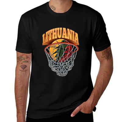 Lithuania Basketball Skeleton Net Classic T-Shirt Man T Shirt Summer Man Graphic T Shirt T-Shirt