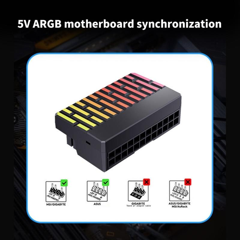 24Pin Male To Female Motherboards Power Connector Plug For 5V 3Pin ARGB Synchronized Connection Vertical Shape