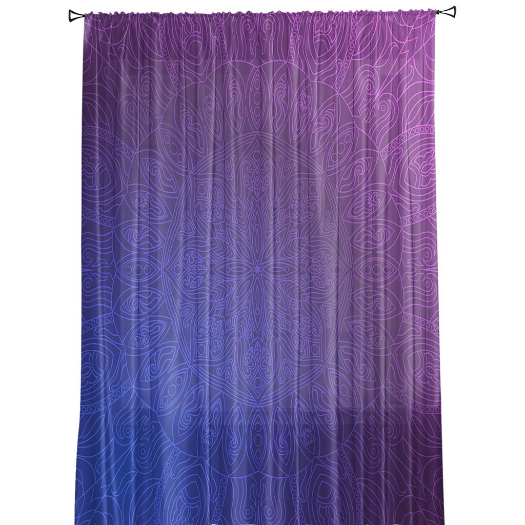 Mandala Window Treatment Tulle Modern Sheer Curtains for Kitchen Living Room the Bedroom Curtains Decoration