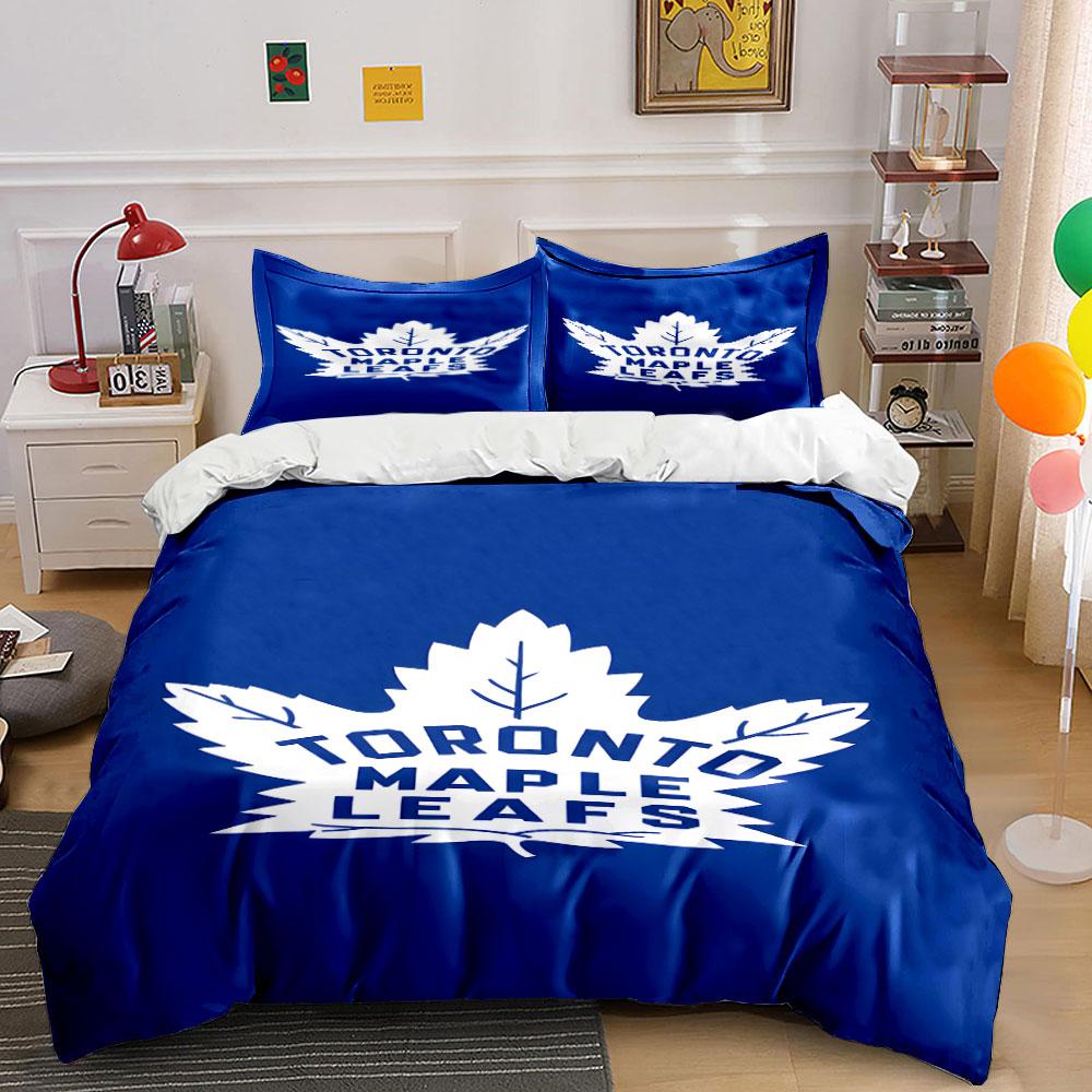 Toronto Maple Leafs Logo Bedding Design Print Bedding Set Duvet Cover Pillowcases (1* Duvet Cover 2* Pillowcases Do Not Include Comforter)