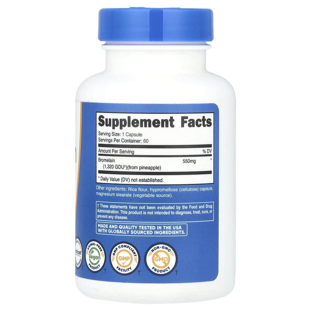 Bromelain, 550Mg, 60 Capsules