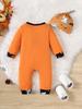 0-18 Monate Herbst Babykleidung 2-teiliges Halloween Strampler-Set Geister-Kürbis-Print + Mütze Neugeborenen Overall Kleinkind Süßes oder Saures Outfit