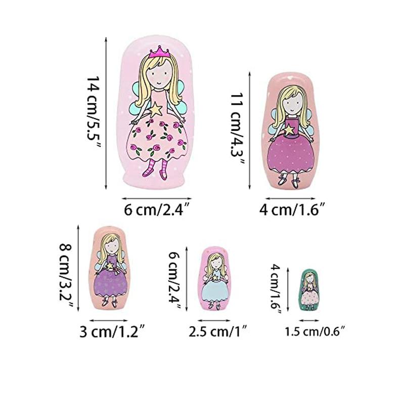 Nesting Dolls Christmas Russian Matryoshka Dolls for Kids Wood Stacking Nested Set 5 Pieces Handmade Toys for Children Christmas Birthday Gift