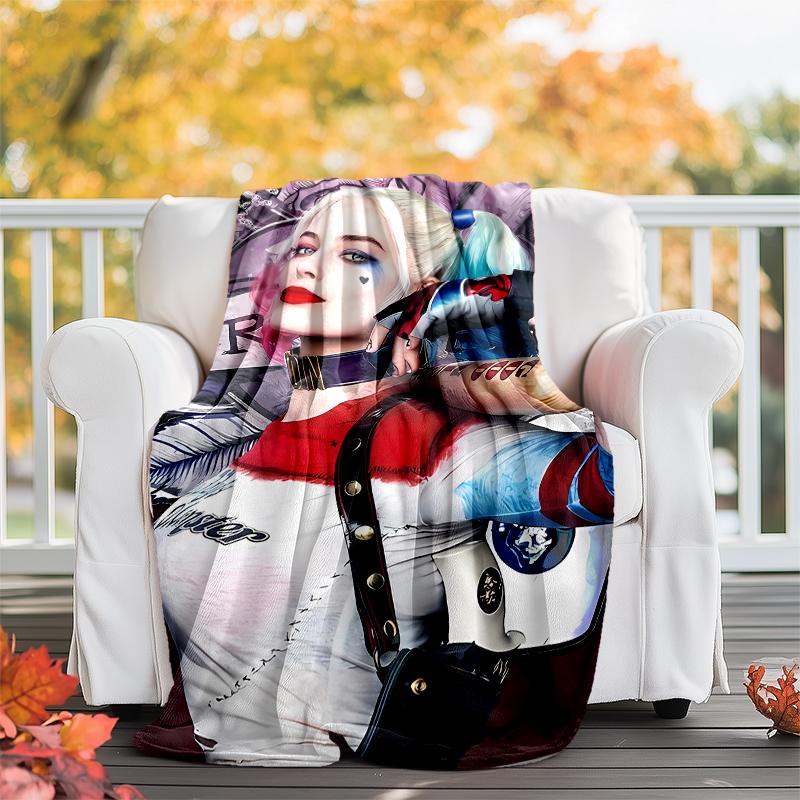 Harley Quinn Theme Printed Blanket - Perfect for Couch, Bed, Travel & Outdoor Use | Machine Washable, Cozy & Durable.