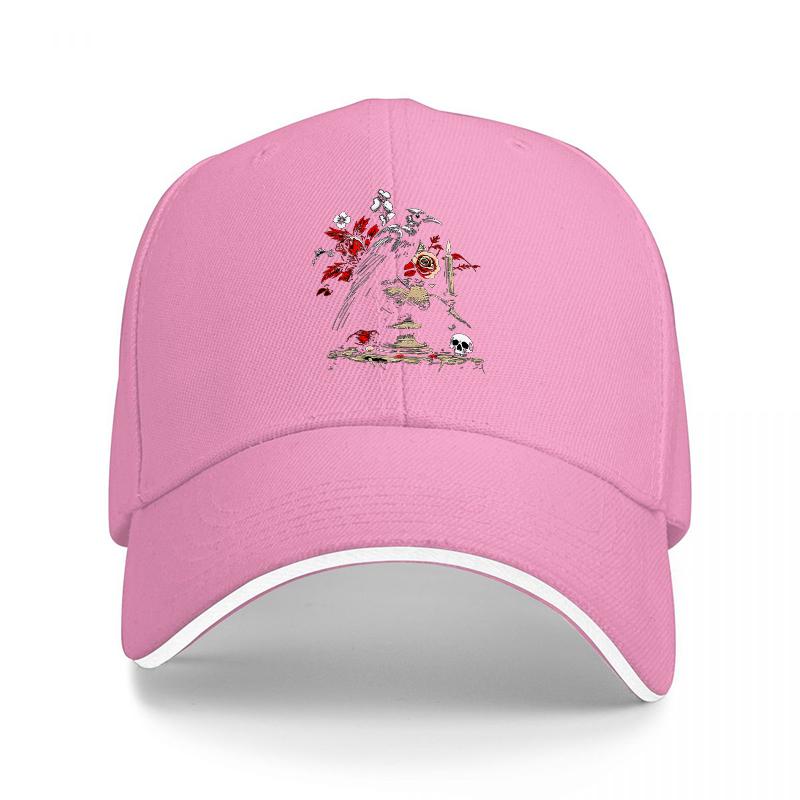 Black Baseball Cap with Crow and Flowers Design Gothic Style Embroidered Hat for Unisex and Women Streetwear Fashion Accessory
