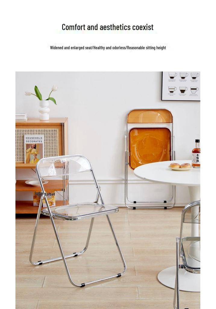 Acrylic Transparent Chair for Photos - Stylish, Portable, Light Luxury Coffee & Dining Chair, Ins Style.