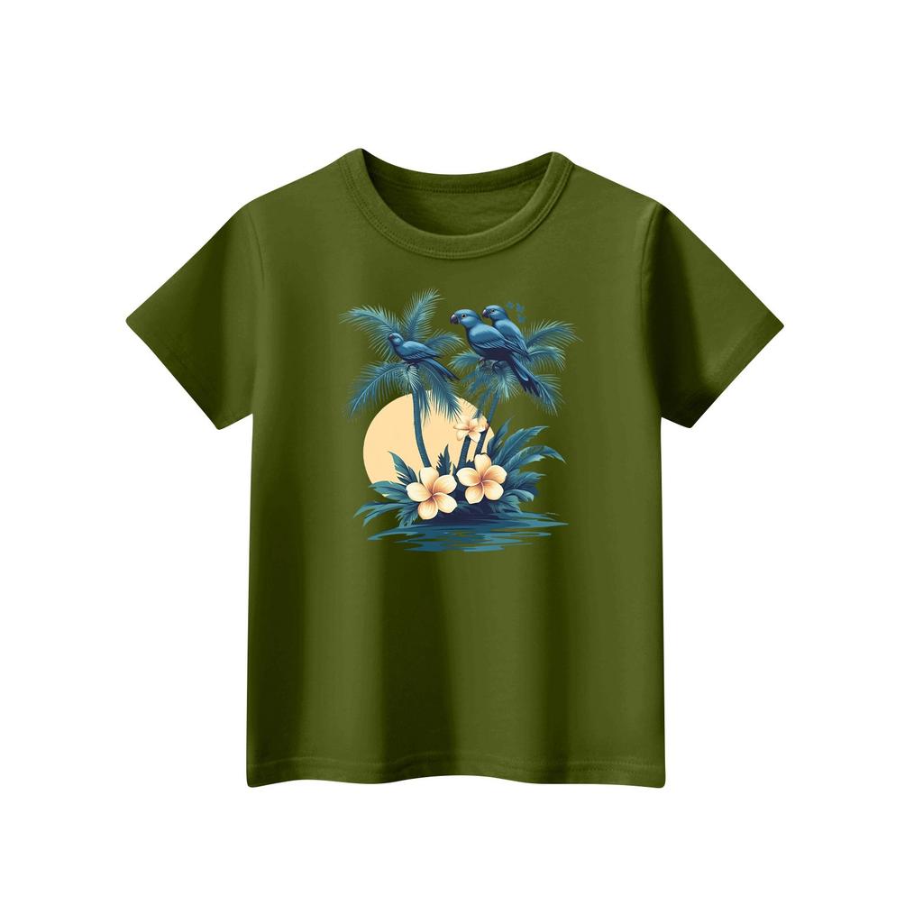 Kindermode Täglich Bedrucktes Rundhals Kurzarm Lässiges T-Shirt Top