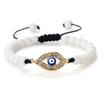 Devil's Eye Round Bead Bracelet with Plated Alloy Woven Cord