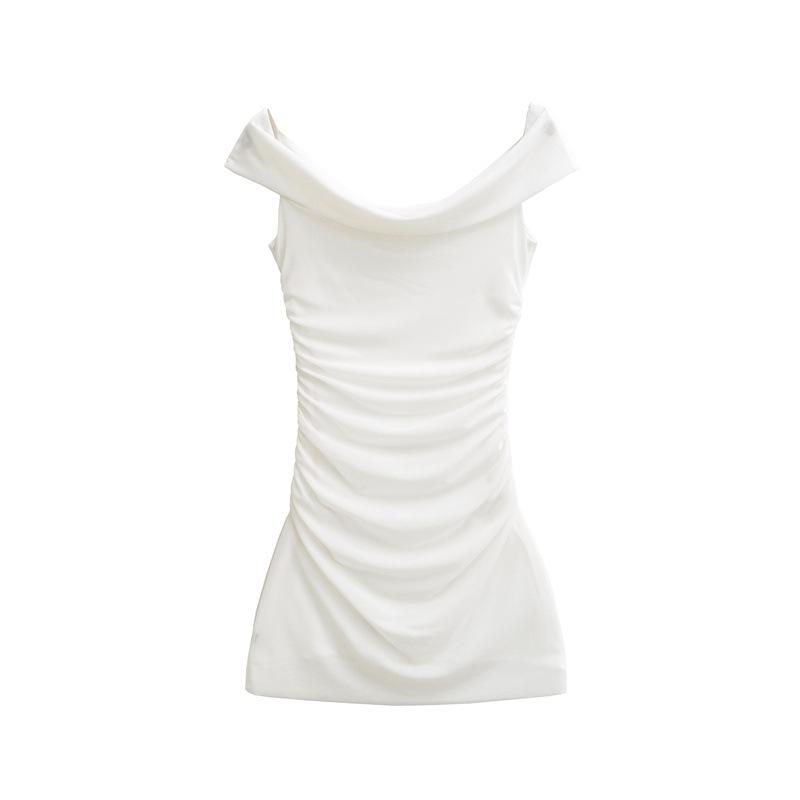 Pure Desire Women's One-Shoulder Hip-Hugging Pleated Slimming Mesh Dress