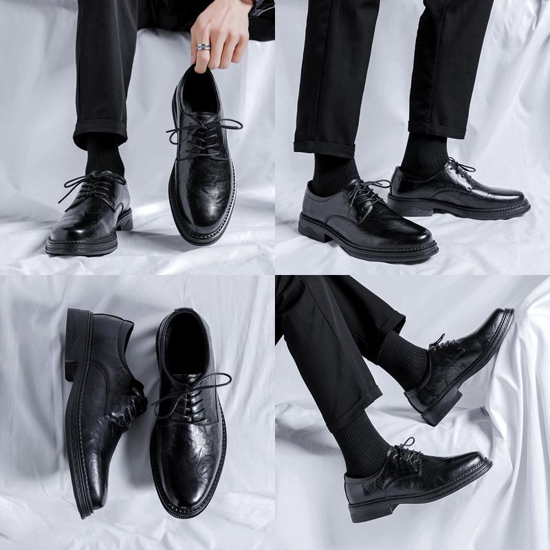 Breathable Brock leather shoes dress business sense inner height increase casual suit height increase wedding groom shoes