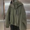 Army Green Women's Hooded Windbreaker: Medium Thickness, Stylish, Versatile, Popular Cargo Jacket for Early Spring.