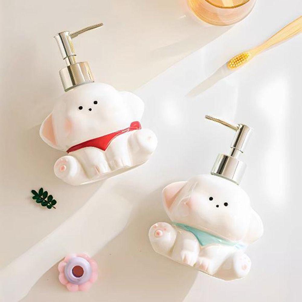 Ceramic Liquid Soap Dispenser Press Pump Empty Bottle Shower Gel Separate Bottles Cute Dog Shape Shampoo Bottle Kitchen