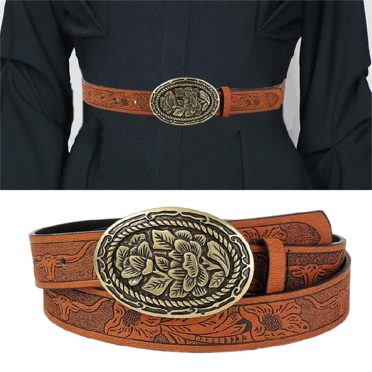 Girl Belt Cowgirl Embossed Waist Belt Rock and Roll Punk for Jeans Dress