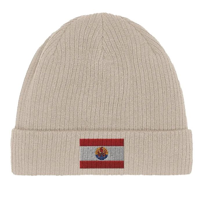 Bonnet Drapeau Polynésie française en Beige