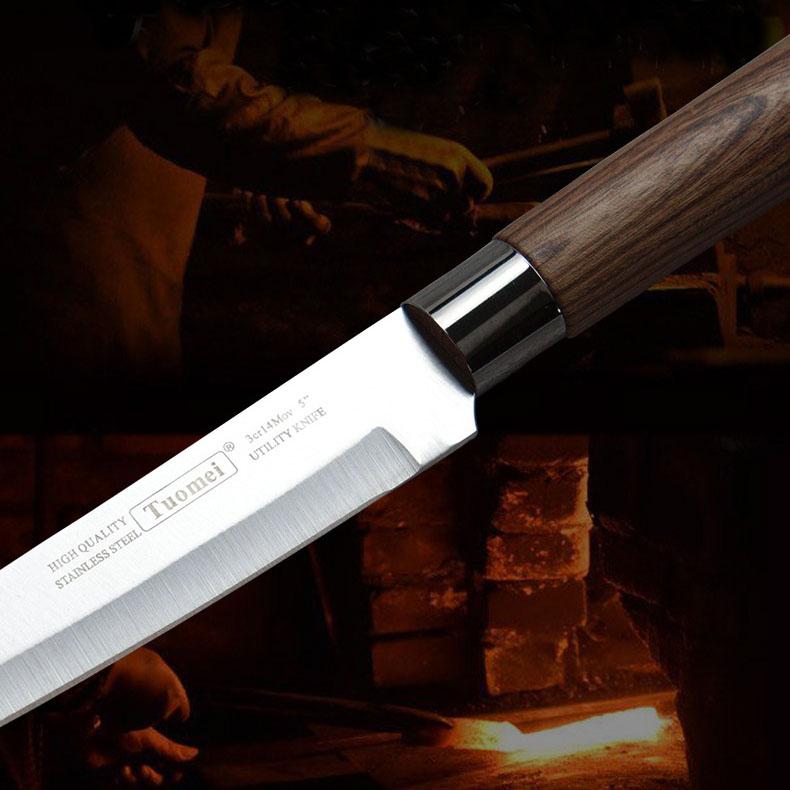 Portable Multifunctional Kitchen Knife Meat Cutter Household Auxiliary Food Wooden Handle Knife Stainless Steel Kitchen Knife