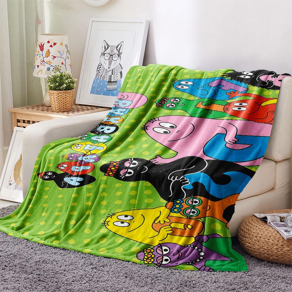 Barbapapa Poster Printed Flannel Blanket, soft throw for bedroom sofa, washable, fan merchandise, great gift.