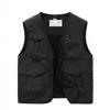 Functional Vest for Men Loose Fit Large Size Thin Workwear Multi Pocket Photography Fishing Outdoor Vest Jacket for Me