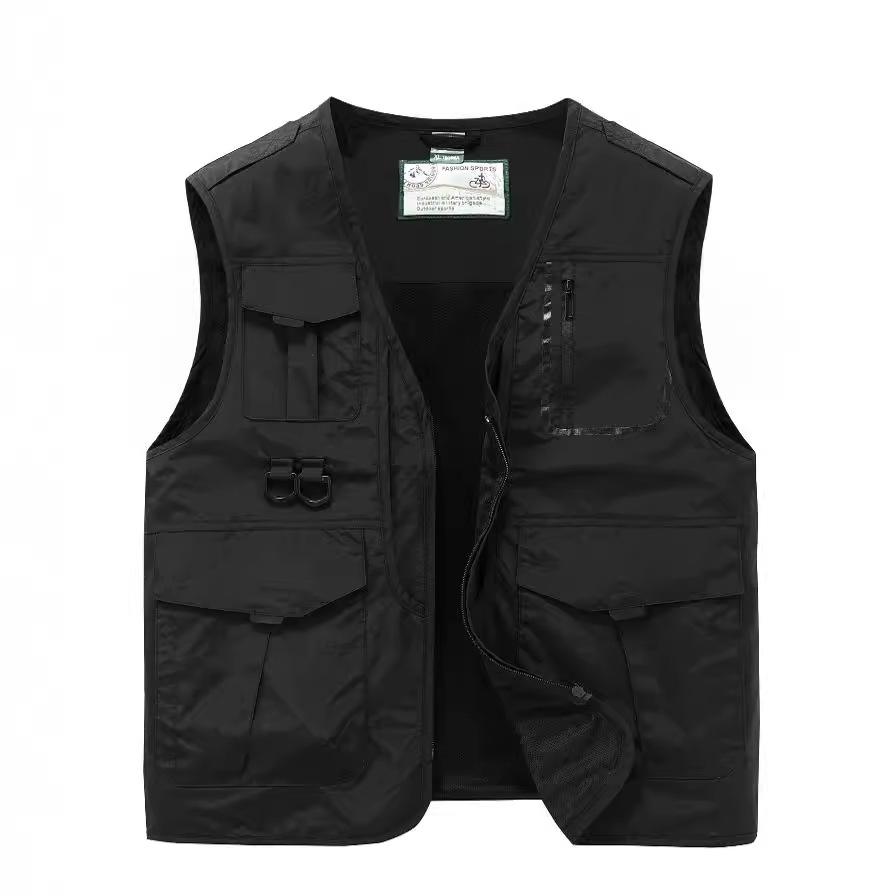 Functional Vest for Men Loose Fit Large Size Thin Workwear Multi Pocket Photography Fishing Outdoor Vest Jacket for Me