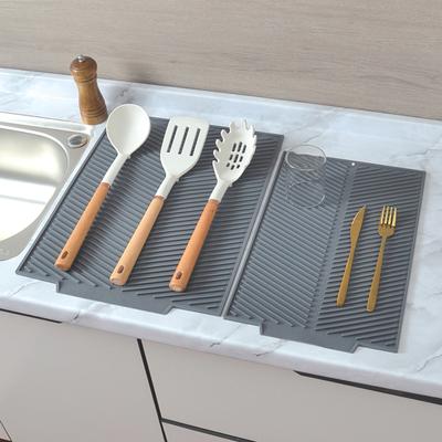 Silikon-Küchenarbeitsplatten-Drainagematte, hitzebeständig, rutschfest, große Oberfläche, vielseitig einsetzbar, verdicktes Wasserfilter-Pad