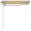 VidaXL Automatic Retractable Awning and Posts 3x2.5m Yellow and White 3069908