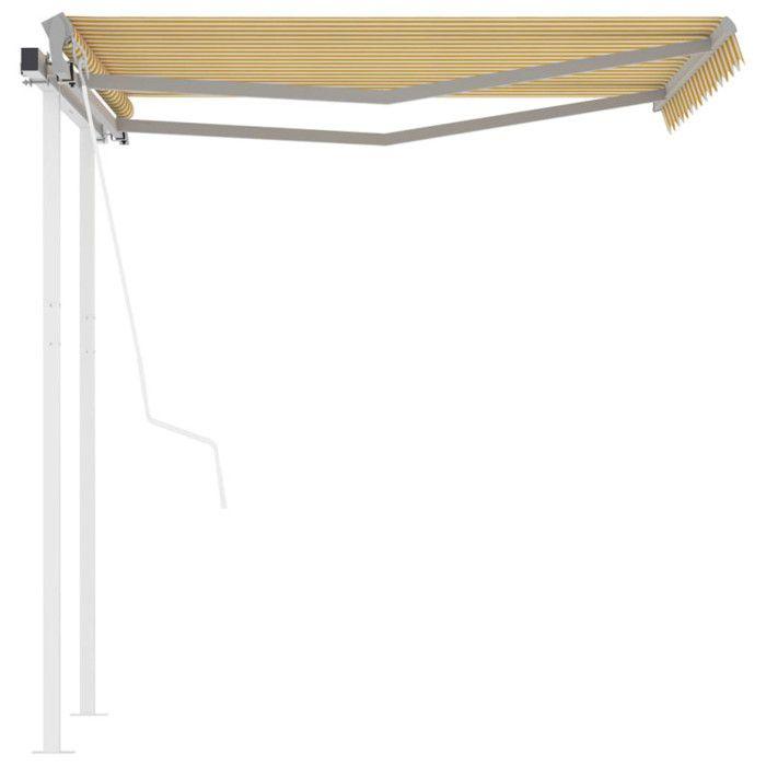VidaXL Automatic Retractable Awning and Posts 3x2.5m Yellow and White 3069908