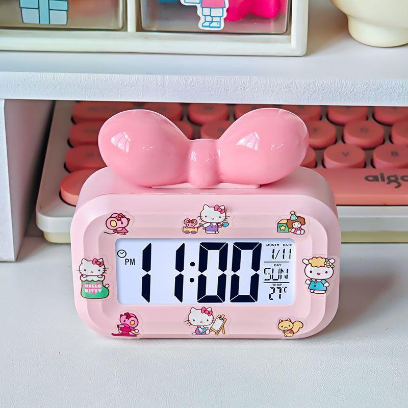 Big Bow Alarm Clock Mini Luminous Clock Multifunctional Cute Silent Portable Student Desktop Clock Clock