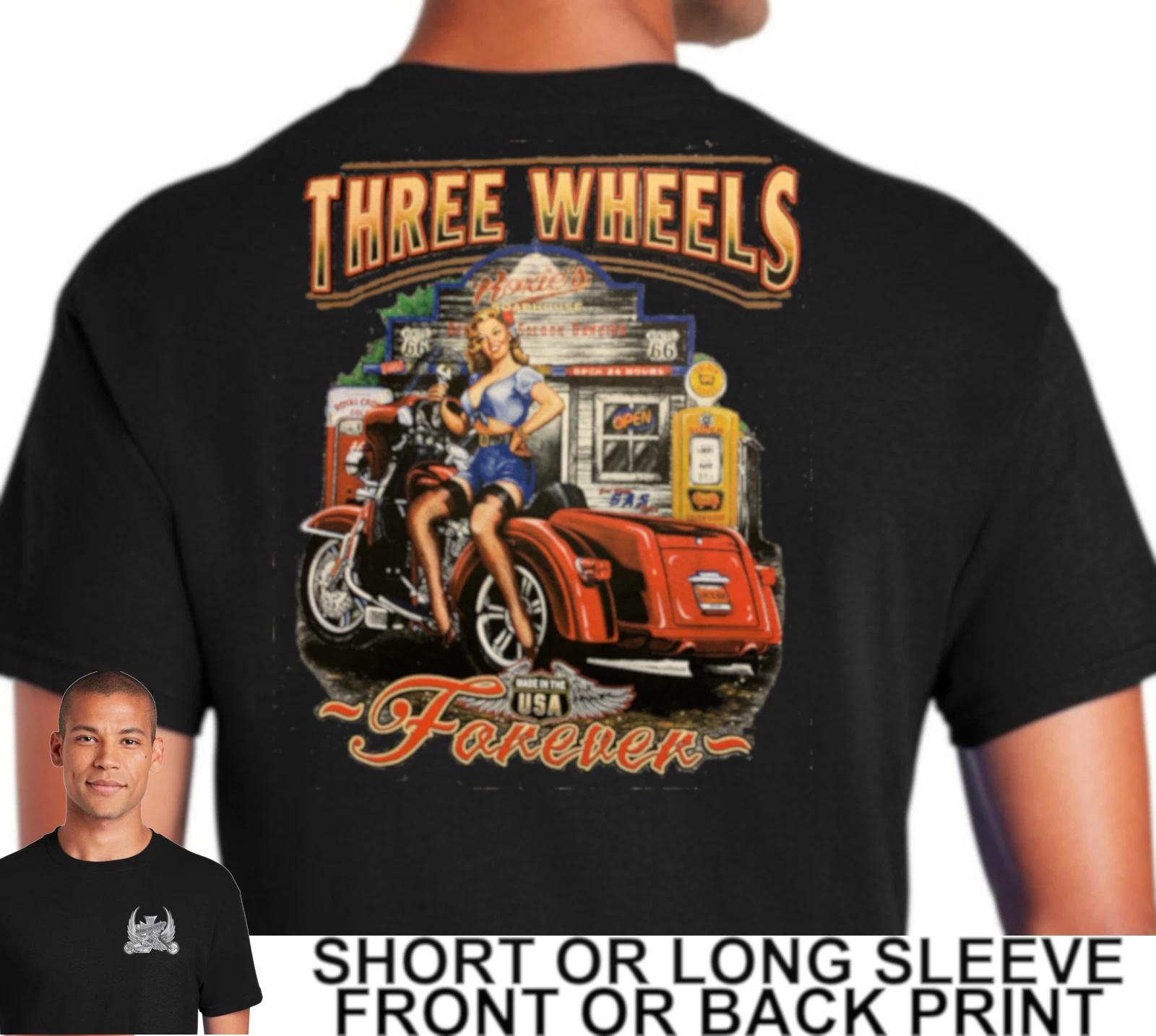 Biker Three Wheels Forever Sexy Girl On Classic American Trike Men s T Shirt L