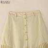 ZANZEA Women Casual Solid Color Loose Pleated Skirts