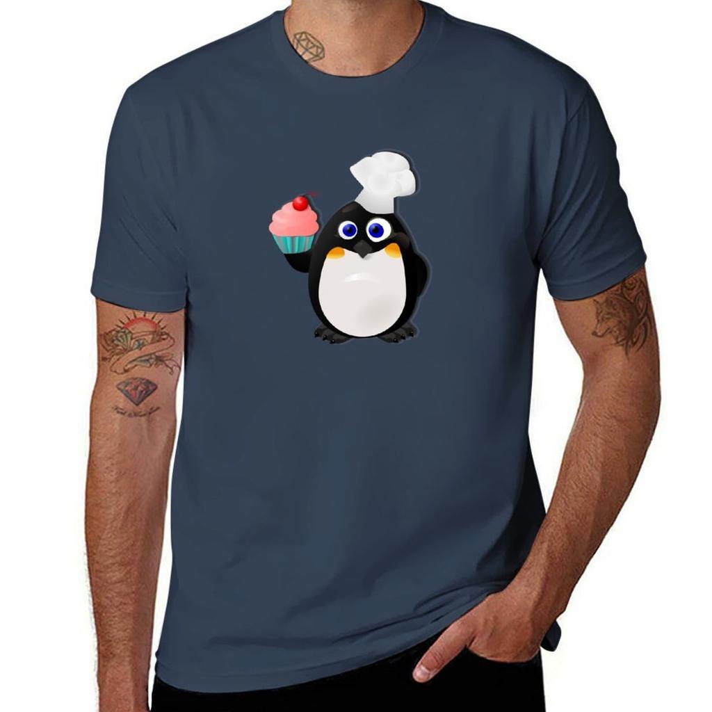 Baker Penguin With Cupcake TShirt Plus Size All Match Tee Shirt