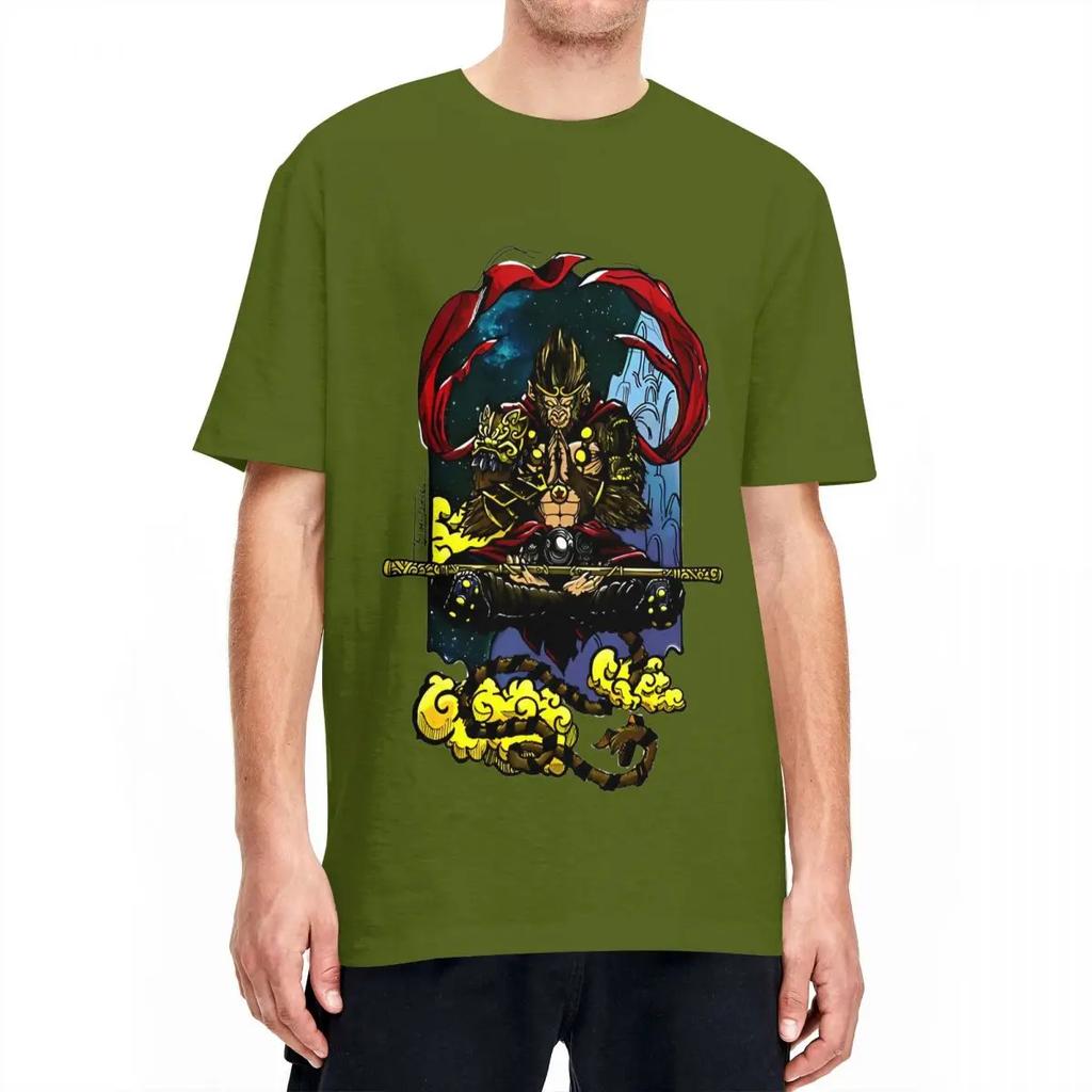 SUN WUKONG Color Black Myth T-Shirt Trendy Cool T Shirts Short Sleeve Street Style Tops Summer Pure Cotton O Neck Oversize Tees