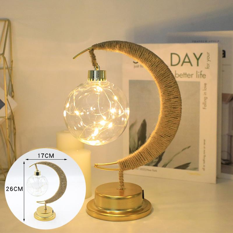 

Светодиодный светильник-звезда из пеньковой веревки, лунный светильник, шар, светящийся USB, декоративный подарочный ночник ball