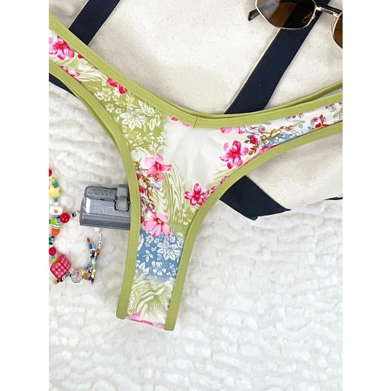 new bikini 2025 European and American swimsuit split print sexy dopamine bikini swimsuit